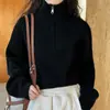 Suéter de cuello alto de punto, estilo perezoso, con media cremallera, para mujeres petite, prendas de punto para otoño e invierno, prenda exterior suave y holgada, top de moda
