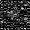 135 Adesivos para Mini Diário com Logo de Rock Clássico Preto e Branco. Diário DIY Decoração de Celular Adesivos para Diário Transfronteiriço