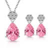 Pendientes de Lujo de Moda para Transmisión en Vivo de Influencers, de Gran Venta, Estilo Europeo y Americano, Piedra Preciosa de Corindón Rojo Simulado, Pendientes y Collar de Gema de Color en Forma de Lágrima