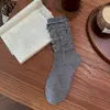 Meias de scrunchy caneladas de camada dupla, meias femininas personalizadas com rugas de bolha, renda preguiçosa retrô, meias estilo ballet miu-style de altura média