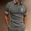 Comercio exterior transfronterizo europeo y americano patrón digital 3D para hombre solapa botón manga larga moda masculina polo estación independiente