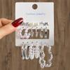 Aretes europeos y americanos juego de 6 piezas para mujer transfronterizo exagerado geométrico perla diamante traje de aretes fábrica mayorista