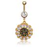 Aço inoxidável 1,6*10mm flor de diamante piercing de umbigo anel de umbigo joia furada