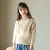 Suéter de cuello alto de punto de lana pura gruesa para niños al por mayor, suéter de cachemira de manga larga para bebés y niñas