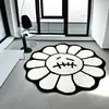 Alfombra de Piso Imitación Cachemir de Girasol Creativo, Alfombra para Mesita de Noche de Dormitorio, Esterilla Refrigerante para Pies de Vestidor, Alfombra Decorativa para Mesa de Café de Sala de Estar