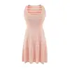 Vestido Camisola de Punto Rayado con Huecos sin Mangas Estilo Puro Deseo para Mujer, Vestido Corto de Verano con Cuello en U, Falda de Campana Línea A