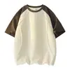 Camiseta de Manga Corta para Hombre, Estilo Americano Cool Streetwear, Bloques de Color, Cuello Redondo, Verano, Gama Alta, Holgada, Casual, Transpirable, Versátil