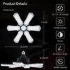 Fábrica de origen transfronteriza nueva luz LED para garaje plegable de deformación luz de 6 hojas iluminación de techo de almacén taller lámpara minera