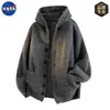 Tricô com Capuz de Alta Qualidade da Marca Nasa Outono 2025 Cor Lisa Casual Jaqueta Cardigan Tricô de Alta Gama Masculino