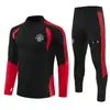 2627 Traje de treino Real Madrid outono e inverno para adultos, manga longa e calça comprida, conjunto com meio zíper, original com etiquetas, para dropshipping transfronteiriço