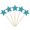 Inserts decorativos para pastel de cumpleaños de papel brillante, estrellas de cinco puntas y corazones, toppers pequeños para decoración de postres de fiesta, 5 piezas