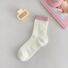 Calcetines del Mismo Estilo de Xiaohongshu para Mujer en Otoño Algodón Puro Transpirables Finos Calados de Media Pantorrilla Dulces de Caramelo de Malla Calcetines JK para Mujer
