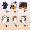 Porta-credencial acrílico retráctil y giratorio de fantasma de Halloween para personal médico y uso de oficina, Pestaña de gato negro