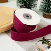 Fita de Veludo de Couro de Veado Coreana de 2,5cm com Borda Prensada Dupla Face, Cor Pura, Embalagem de Caixa de Presente para Chapéu de Flor, Fita de Flockagem de Tamanho Grande