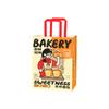 Bolsa de panadería roja de red, embalaje para hornear postres, embalaje comercial para llevar con dibujos animados, bolsa de papel con logotipo impreso.