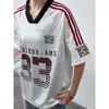 Camiseta de Manga Corta de Jersey con Sensación de Hielo Estilo Americano para Hombre, Nueva de Verano, Holgada, Casual, Versátil, Moderna, Rayada, Top de Entrenamiento