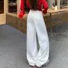 Jeans blancos estilo americano, de corte holgado para mujer, con un nuevo diseño con bordados, un ajuste relajado y un estilo versátil de pierna recta