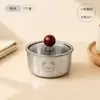 Tazón Pequeño de Oso de Acero Inoxidable para Huevo al Vapor con Tapa, Tazón Pequeño Especial para Cocer al Vapor para Natillas de Huevo al Vapor, Platos al Vapor, Arroz al Vapor, Porción Individual, Tazón para Cocer al Vapor Anti-quemaduras