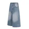 Pantalones Cortos Vaqueros Lavados Vintage Retro Americanos para Hombres y Mujeres, Verano 2026, Pierna Ancha, Sencillos, Versátiles, por Encima de la Rodilla