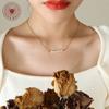 Collar de Perlas de Agua Dulce Simple de Moda Elegante Estilo Coreano para Mujer ins Estilo Fresco Lujo Ligero Cadena para Clavícula Chapada en Acero de Titanio Oro de 18K