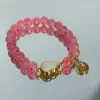 Pulsera Rosa Fresita Estilo Soft Girl para Mujer Nueva Pulsera de Lujo Ligero de Nicho Pulsera de Cuentas Pulsera de Calabaza