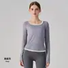 Top de yoga transfronterizo ligero con tacto fresco, colores contrastantes, corte holgado, adelgazante, bloques de color, manga larga, para fitness femenino y entrenamiento de deportes al aire libre