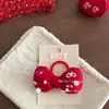 Excelente Pinza para el Cabello con Lazo Rojo Perla de Año Nuevo, Pinza Superior Dulce de Princesa, Accesorio para el Cabello Lazo para Coleta de Felicitaciones Festivas de Año Nuevo