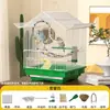 Jaula colgante para pájaros de interior Villa con asa, Jaula pequeña cifrada para pájaros, Jaula ornamental para pájaros montada en coche, Jaula simple para loros, pinzones y canarios