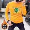 Moletom Europeu Novo de Manga Comprida para Homens com Lantejoulas Estampadas, Top Masculino de Marca da Moda com Fleece, Camiseta Básica de Outono e Inverno