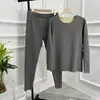 Traje cálido de terciopelo para hombre con cuello redondo sin costuras, ropa de otoño, traje de pantalones largos, ropa interior de terciopelo superficie AB