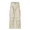 Pantalones Cargo Rectos de Bolsillo Grande para Hombre Marca Trendy High Street Diseño Multibolsillo Plisados Paracaídas Pierna Ancha Sueltos Largos