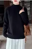 Nuevo Suéter de Lana 100% Doble Capa Engrosado Otoño/Invierno para Mujer Cuello Medio Alto Capa Interior Base Punto Mangas Raglán Suéter de Punto