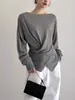 Suéter de Lã com Design de Nicho, Cintura Cruzada, Camada Interna e Externa para Mulheres