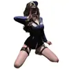 Conjunto de uniforme de cosplay de policía sexy para discoteca, lencería sensual, estilo seductor y recatado, dama de oficina madura europea y americana, entrepierna abierta, no es necesario quitar