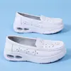Zapatos de Enfermera con Amortiguación de Aire para Mujer, Cuero Genuino para Todas las Estaciones, Suela Gruesa, Antideslizantes, Planos, Suela Suave, Transpirables, Zapatos de Trabajo Médicos para Mujer, Dropshipping Disponible