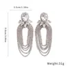 Estilo Popular Europeo y Americano Plata Aguja Incrustada Diamantes de Imitación Gota de Agua Ovalada Borla Pendientes de Botón Pendientes de Diseño de Moda para Mujeres Accesorios de Pendientes Versátiles de Nicho
