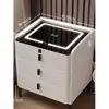 Pequeño Ultraestrecho Extremadamente Minimalista Moderno Lujo Ligero Encimera de Roca Madera Maciza Carga Inalámbrica Mesita de Noche para Dormitorio