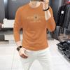 Popular Camiseta de Manga Larga para Hombre de Lujo Ligero Europeo con Estampado de Lentejuelas, Camiseta Básica de Primavera y Otoño, Cómoda y Elegante Camiseta Básica de Algodón