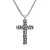 Cross Border Novo Produto Retro Titânio Aço Seixo Cruz Colar Pingente Rua Hip Hop Colar Acessórios Religiosos