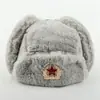 Insignia Soviética Sombrero Lei Feng para Hombres y Mujeres Imitación de Piel de Conejo Sombrero de Exterior Protección para los Oídos Ruso Pelaje Completo Sombrero Cálido Resistente al Frío Sombrero del Noreste