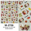 Nuevas Pegatinas para Uñas 5D en Relieve de Moda para Año Nuevo, Pegatinas Frescas de Arte para Uñas Estilo Francés, Pegatinas Japonesas Florales de Dibujos Animados