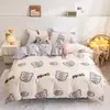 Nuevo conjunto de cuatro piezas estampado de algodón con aloe vera, amigable con la piel, para uso en casa, conjunto de cuatro piezas al por mayor, conjunto de cuatro piezas de algodón suave lavado