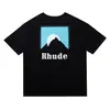 Colección de Camisetas de Manga Corta RHUDE Versión Alta Transfronteriza Vintage Americano Marlboro Streetwear Casual Holgadas para Pareja Cuello Redondo