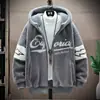 Jaqueta Masculina de Lã de Cordeiro Plush Algodão Outono Inverno Novo Estilo Fleece Granulado Casaco de Inverno Marca Tendência Jaqueta Espessa com Acolchoamento de Algodão