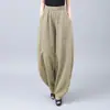 Novas Calças Tai Chi Femininas Soltas Plus Size, Calças Harem, Calças Lanterna, Calças de Perna Larga, Estilo Chinês Retrô, Primavera, Verão e Outono, Algodão e Linho