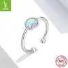 Anel Original Amazon Gato Azul Prata de Lei s925 Feminino Ajustável Opala Europa e América Joia Mais Vendida SCR651