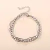 Pulsera de Cadena Hip-hop Popular Nueva y Creativa Transfronteriza Europea y Americana Doble Capa Pulsera Sencilla para Novia Pulsera de Pareja