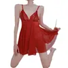 Ropa Interior Sexy Camisón Falda de Noche Encaje Transparente Pecho Abierto Tentación Sexy Pijama Falda de Casa Venta al por Mayor