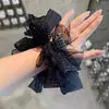 Goma Elástica Negra de Malla con Pedrería para Mujer, Goma para el Cabello de Alta Gama con Pedrería, Accesorio para el Cabello de Estilo Francés Inspirado en Chanel