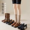Calcetines Zhuji primavera y verano jk calcetines sueltos de felpa algodón puro a rayas blanco lechoso ins rayas verticales sin costuras calcetines japoneses hasta la pantorrilla